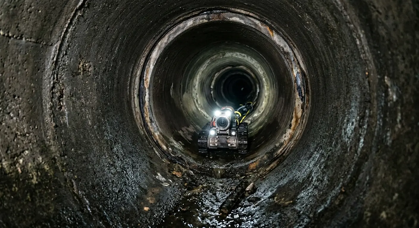Robotic sewer camera inspecting pipe interior for Sewer Line Cleaning in Bettendorf